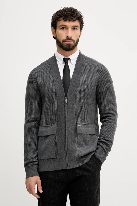 Kardigan s prímesou vlny Guess JAMISON stredne hrubá sivá M5BR10.Z0432