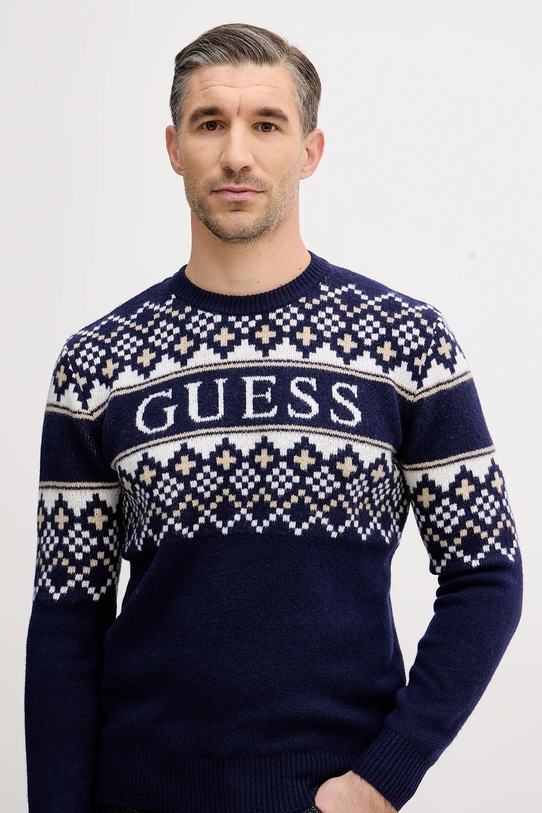 Guess sweter z domieszką wełny granatowy M5BR61.Z4142