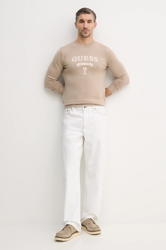 Sveter s prímesou hodvábu Guess HAMMOND M5YR00.Z0122 béžová AW25