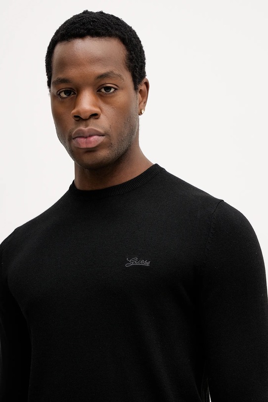 Guess sweter z domieszką jedwabiu DANIEL czarny M5YR26.Z0122