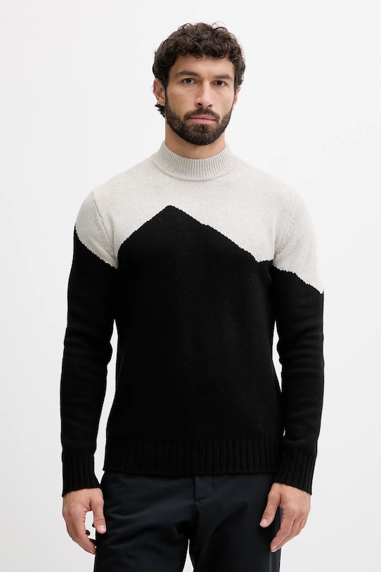 EA7 Emporio Armani sweter z dodatkiem wełny okrągły czarny AF14568.7M000504