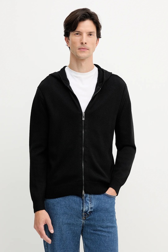 Armani Exchange sweter z dodatkiem wełny okrągły czarny XM000905.AF14008