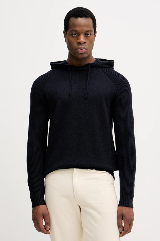 Armani Exchange sweter z dodatkiem wełny okrągły granatowy XM001317.AF13776