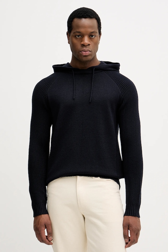 Armani Exchange sweter z dodatkiem wełny okrągły granatowy XM001317.AF13776