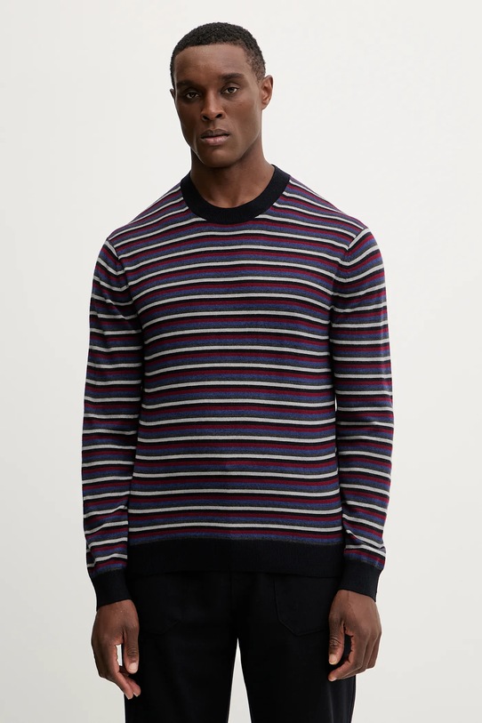 Armani Exchange sweter z dodatkiem wełny okrągły granatowy XM001324.AF11965