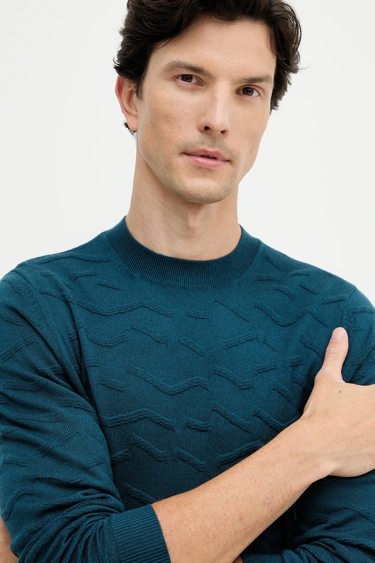 Armani Exchange sweter z dodatkiem wełny turkusowy XM001560.AF11982