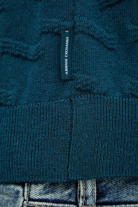 Armani Exchange sweter z dodatkiem wełny XM001560.AF11982 turkusowy