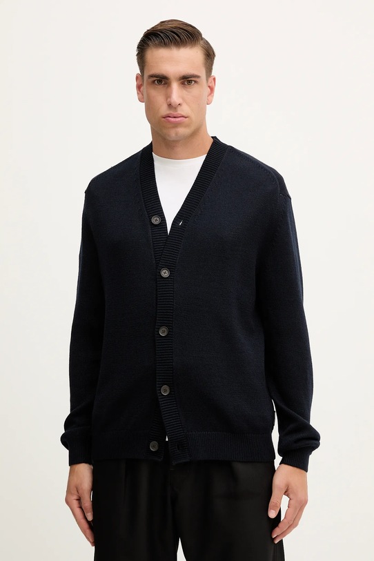 Armani Exchange kardigan z domieszką wełny z domieszką wełny granatowy XM001914.AF14008