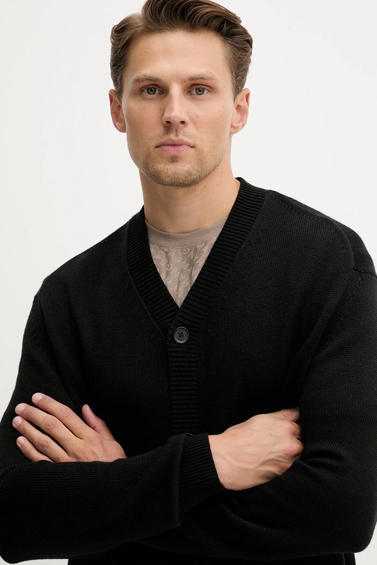 Armani Exchange kardigan z domieszką wełny czarny XM001914.AF14008