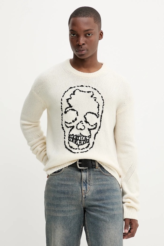 ZADIG&VOLTAIRE sweter wełniany okrągły beżowy KMSW01792