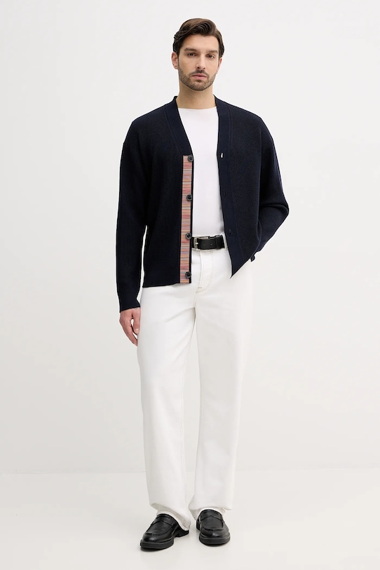 Paul Smith kardigan wełniany M1R.531Z.T02763 granatowy AW25