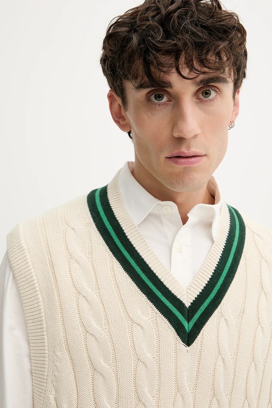 Bavlněná vesta Abercrombie & Fitch béžová KI120.5140.150