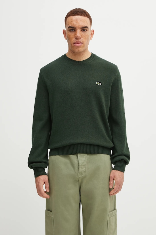Lacoste maglione in lana semplice verde AH2916