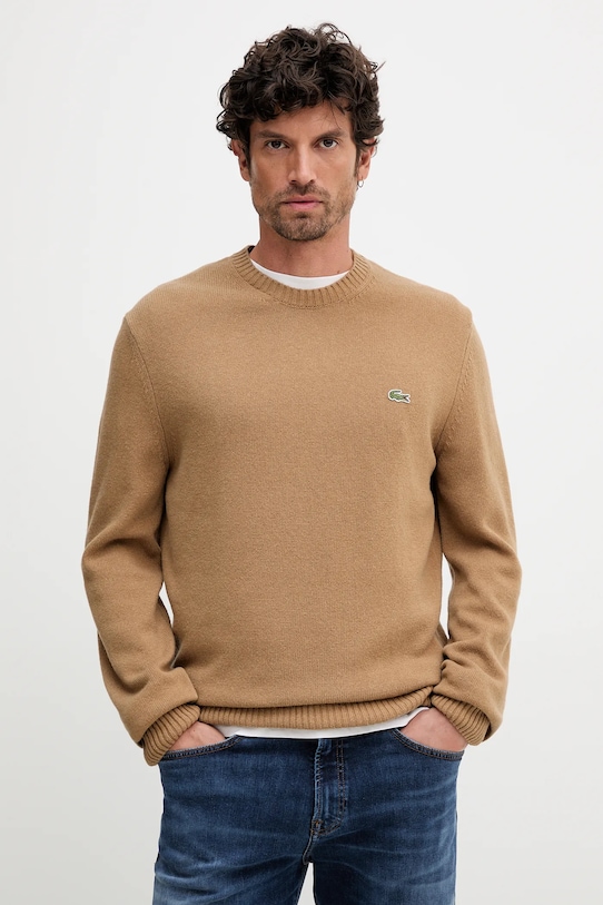 Vlnený sveter Lacoste vlna hnedá AH2916