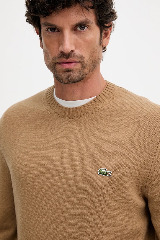 Шерстяной свитер Lacoste коричневый AH2916