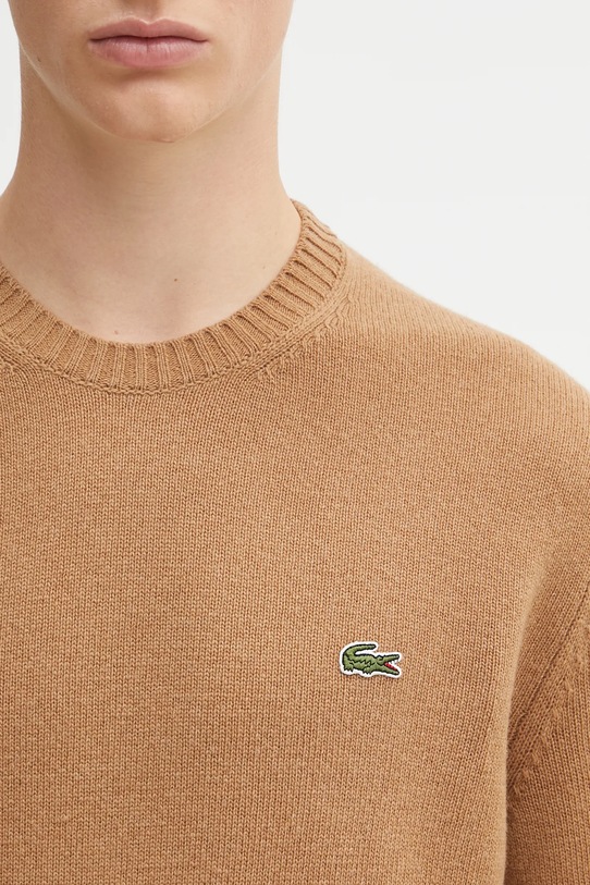 Lacoste sweter wełniany brązowy AH2916