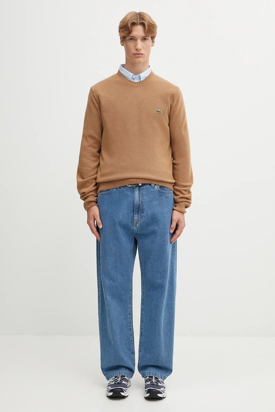 Lacoste sweter wełniany AH2916 brązowy