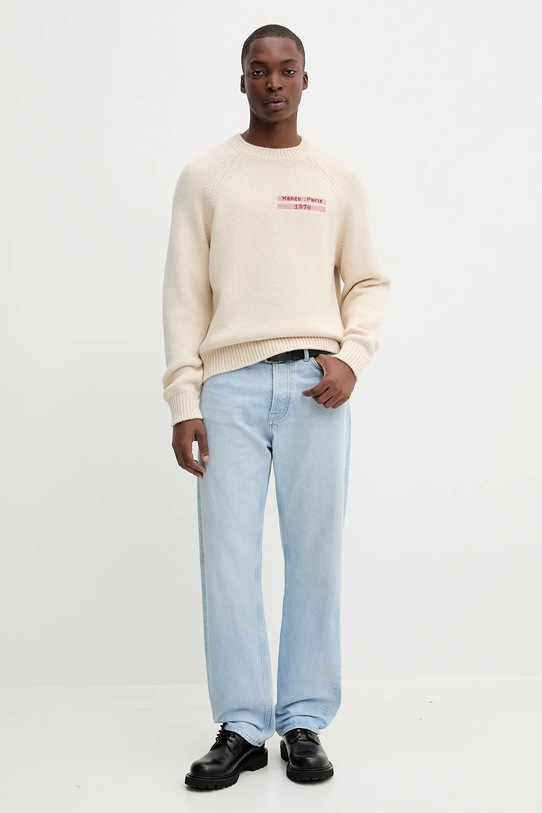 Kenzo sweter z wełną FF65PU7453CF beżowy AW25