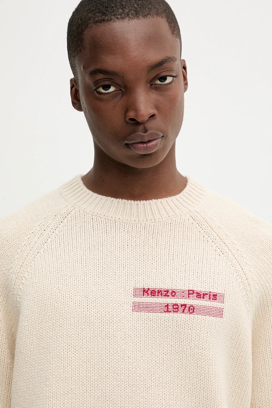Kenzo sweter z wełną beżowy FF65PU7453CF