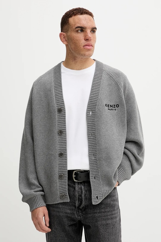 Кардиган з домішкою вовни Kenzo квіти сірий FF65CA7443LA