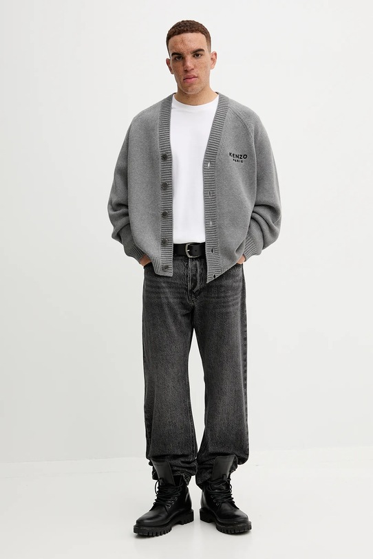 Кардиган з домішкою вовни Kenzo FF65CA7443LA сірий AW25
