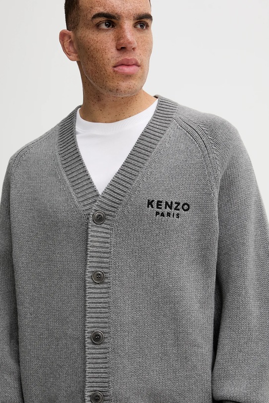 Кардиган з домішкою вовни Kenzo сірий FF65CA7443LA