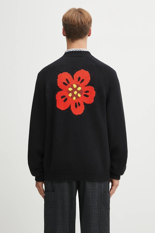 Кардиган с примесью шерсти Kenzo цветы чёрный FF65CA7443LA