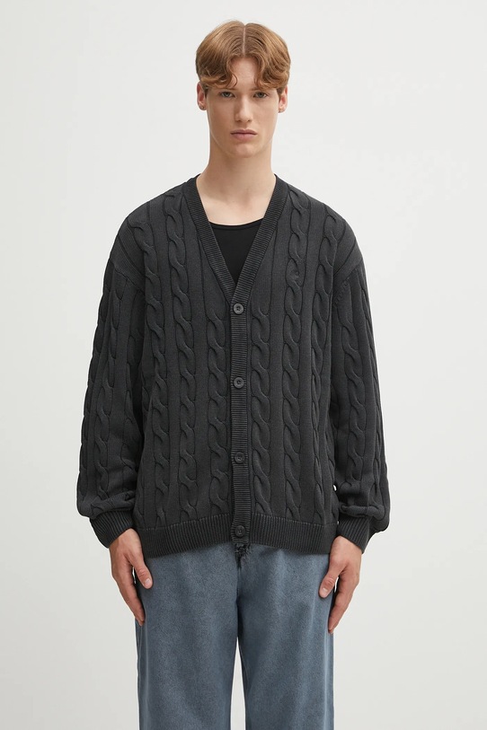 Carhartt WIP kardigan bawełniany Carter gładkie czarny I035178.89GD