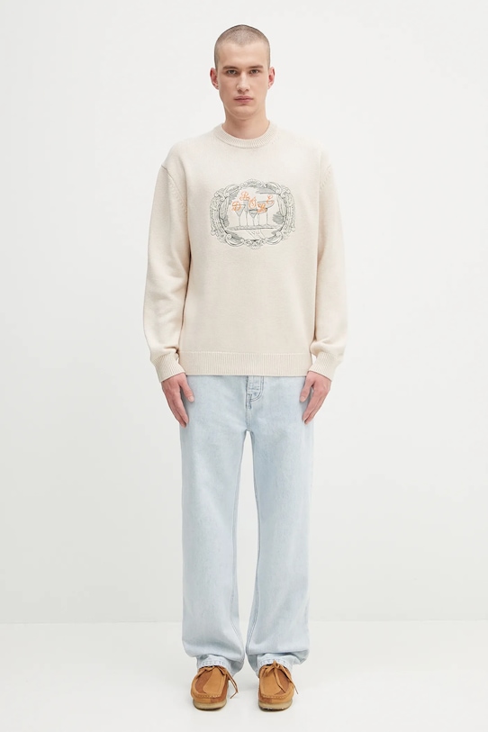 Drôle de Monsieur sweter wełniany La Maille Plateau H.PO190.WO023 beżowy