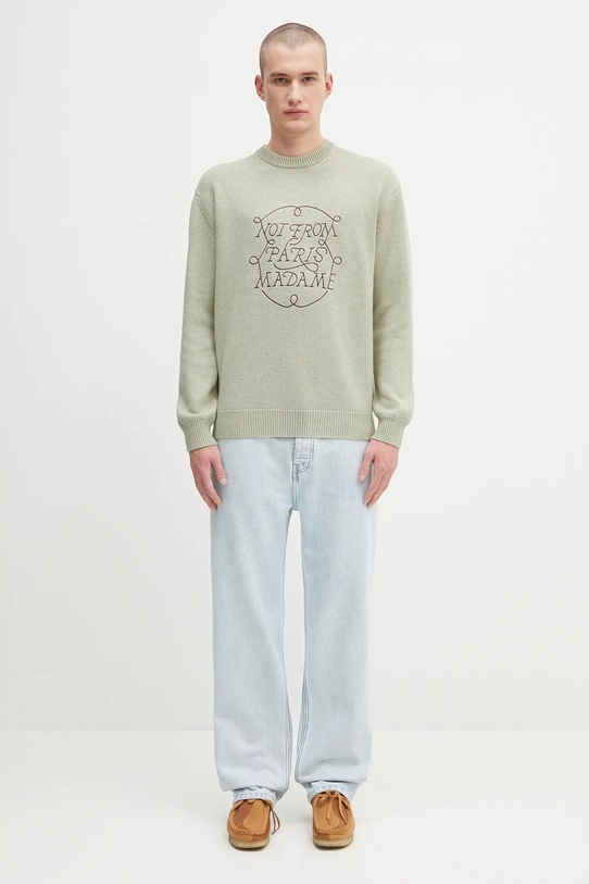 Шерстяной свитер Drôle de Monsieur La Maille Slogan Tresses H.PO191.WO023 зелёный