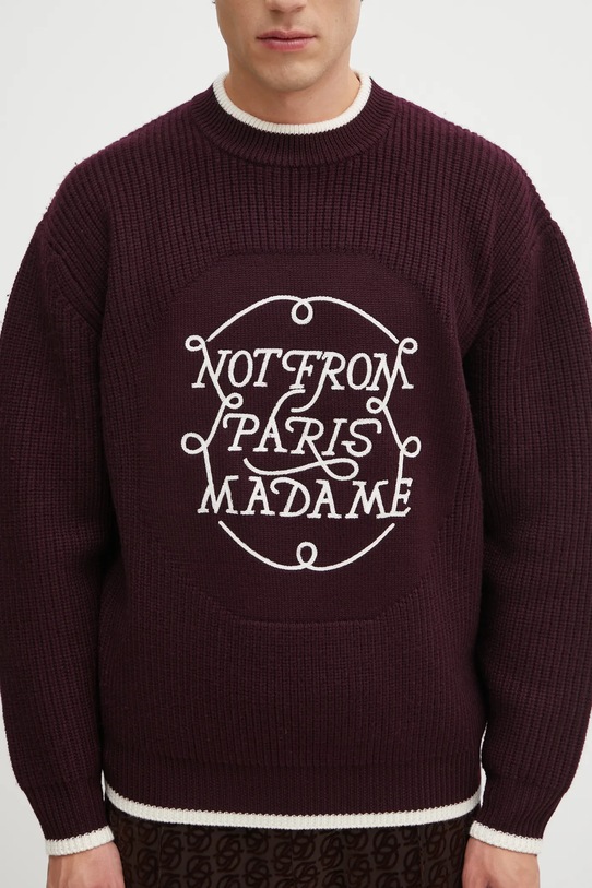 Drôle de Monsieur sweter wełniany La Maille Slogan fioletowy I.PO184.WO007
