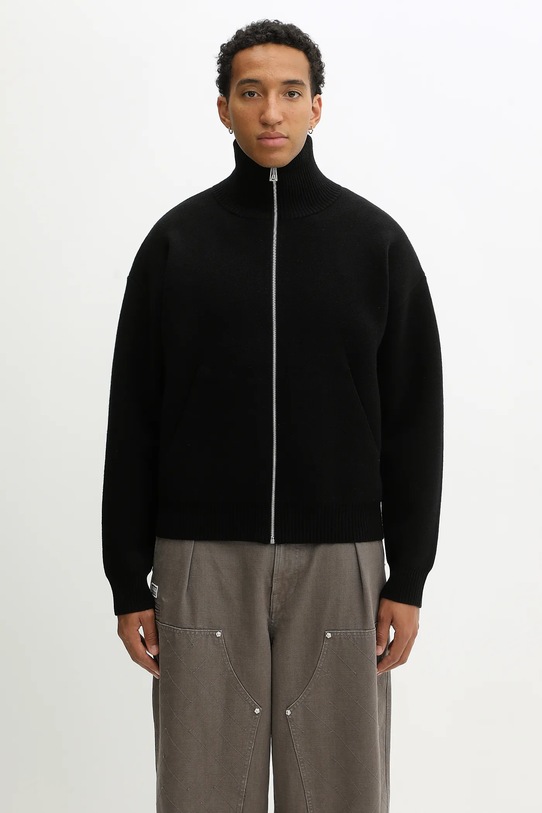 Axel Arigato kardigan z dodatkiem wełny Core zip-up cienka czarny A2143004