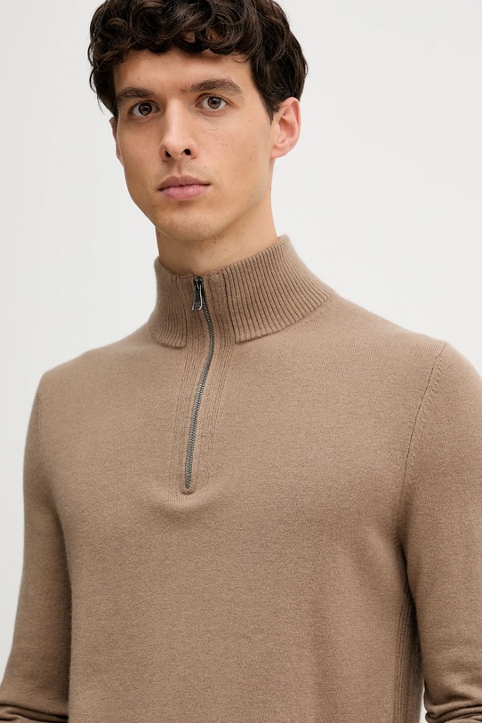 Joop! sweter z dodatkiem wełny brązowy 30048172