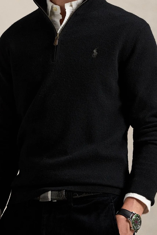 Μάλλινο πουλόβερ Polo Ralph Lauren μαύρο 710876756