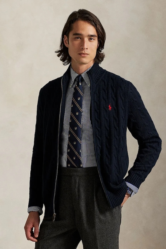 Хлопковый свитер Polo Ralph Lauren хлопок тёмно-синий 710899975