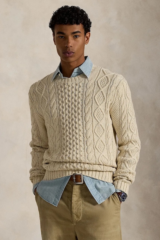 Polo Ralph Lauren sweter bawełniany bawełna żółty 710917054