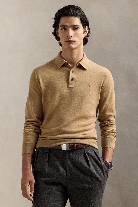 Pulover Polo Ralph Lauren Na zapenjanje bež 710941104