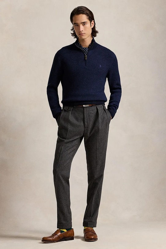 Odzież Polo Ralph Lauren sweter wełniany 710948865 granatowy