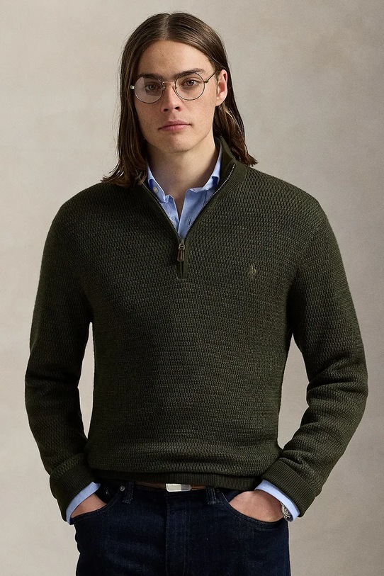 Polo Ralph Lauren sweter wełniany wełna zielony 710948865