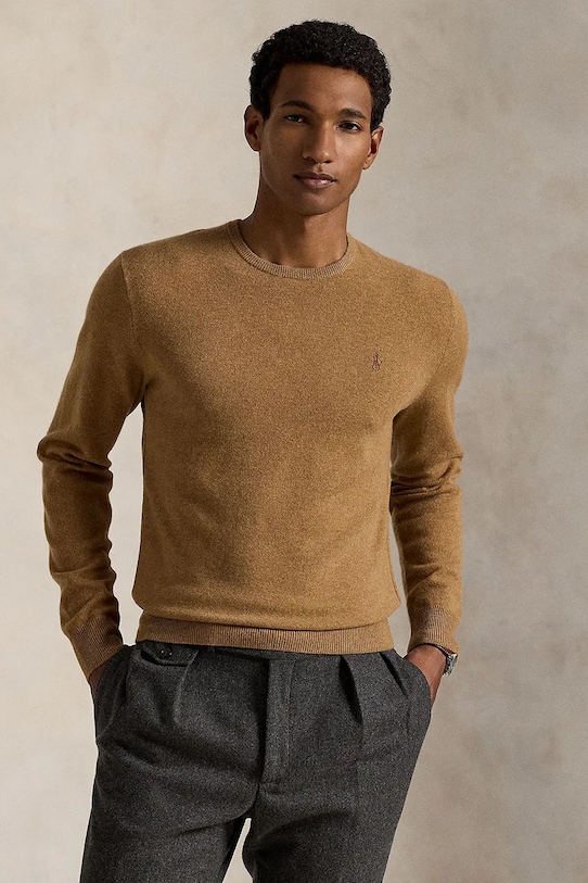 Polo Ralph Lauren sweter wełniany okrągły beżowy 710974148