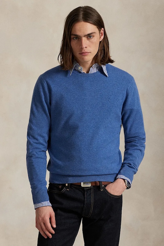 Polo Ralph Lauren pulover de lână rotund albastru 710974148