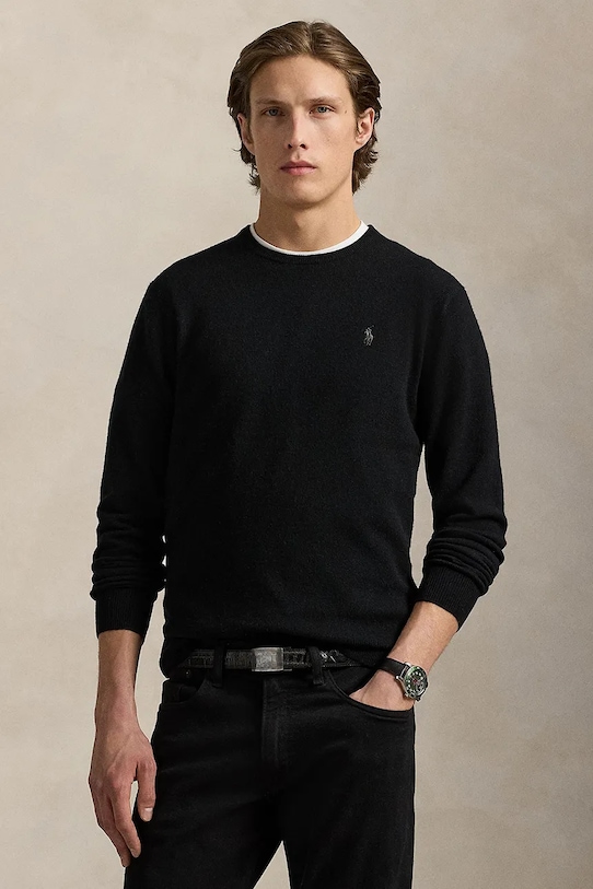 Polo Ralph Lauren pulover de lână rotund negru 710974148