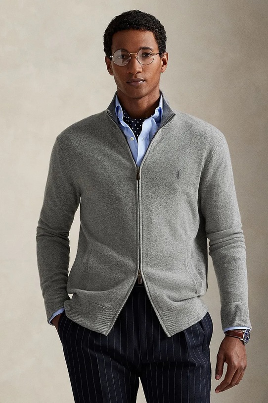 Polo Ralph Lauren kardigan wełniany wełna szary 710974149