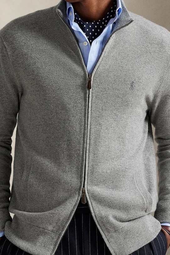 Polo Ralph Lauren cardigan in lana grigio 710974149