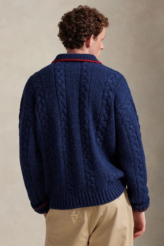 Πουλόβερ με προσθήκη μαλλιού Polo Ralph Lauren 710978087 σκούρο μπλε AW25