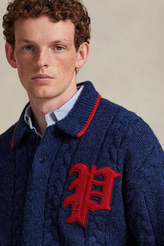 Πουλόβερ με προσθήκη μαλλιού Polo Ralph Lauren σκούρο μπλε 710978087