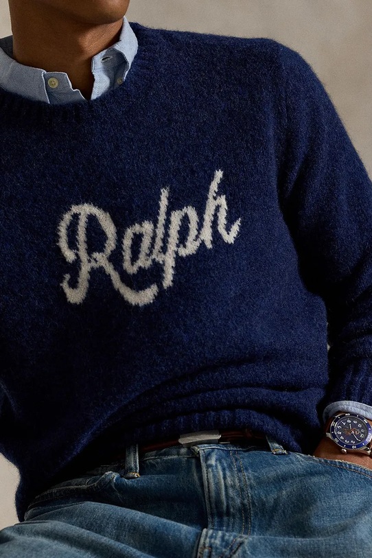 Πουλόβερ με προσθήκη μαλλιού Polo Ralph Lauren σκούρο μπλε 710979098