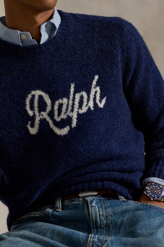 Polo Ralph Lauren sweter z dodatkiem wełny granatowy 710979098