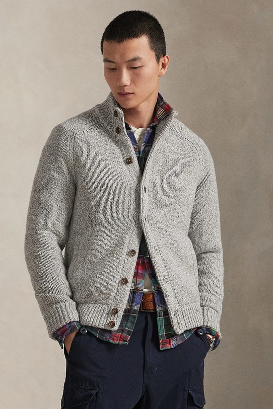 Кардиган з вовною Polo Ralph Lauren середньої щільності сірий 710979109