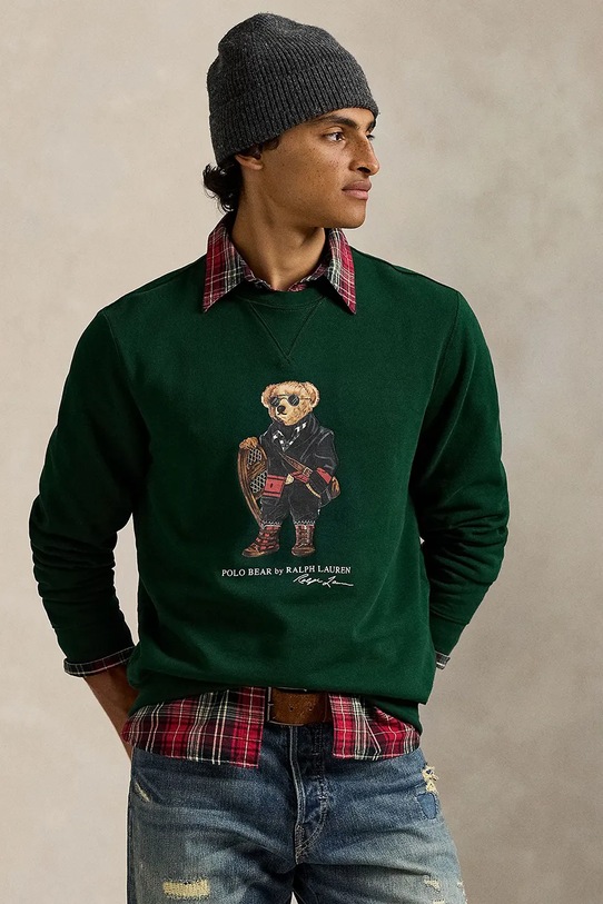 Βαμβακερή μπλούζα Polo Ralph Lauren χωρίς κουκούλα πράσινο 710981794